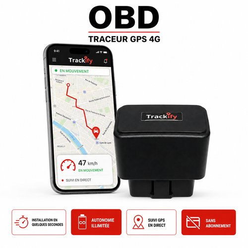 Tracker OBD batterie illimité - sans fil (Traceur GPS OBD 4G sans abonnement)