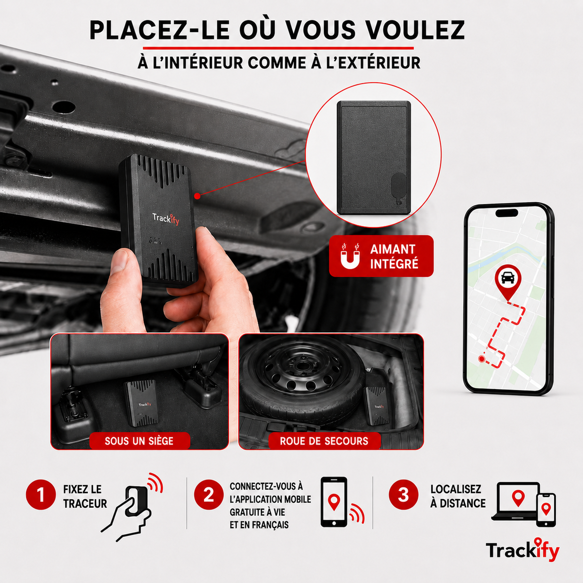 Tracker FURTIF Aimanté - sans fil (Traceur GPS 4G sans abonnement)