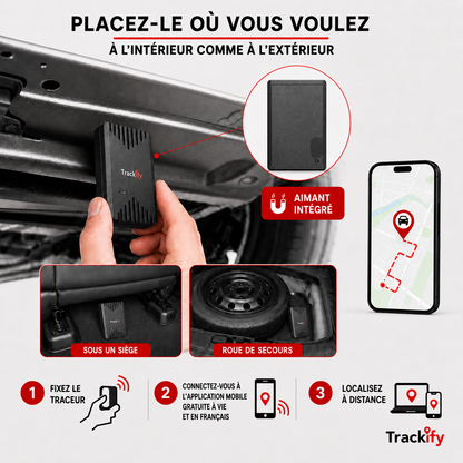 Tracker FURTIF Aimanté - sans fil (Traceur GPS 4G sans abonnement)