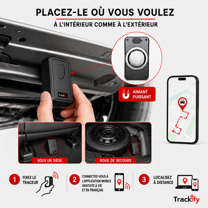 Tracker MINI Aimanté - sans fil (Traceur GPS 4G sans abonnement)