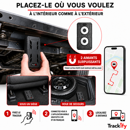 Tracker Aimant Surpuissant - sans fil (Traceur GPS 4G sans abonnement)