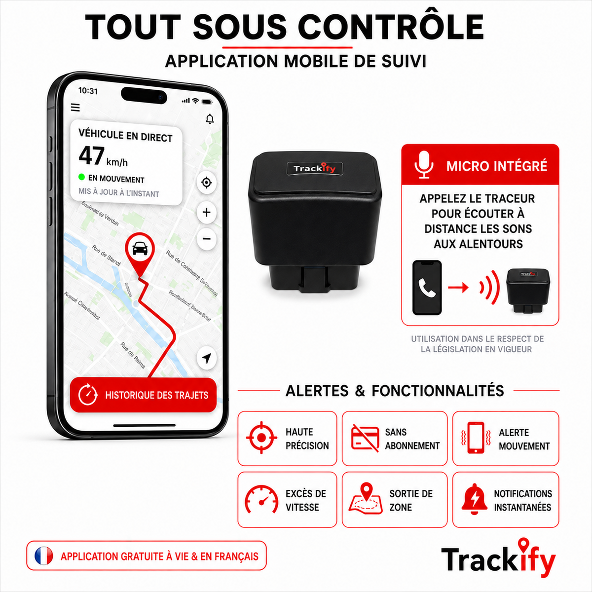 Tracker OBD batterie illimité - sans fil (Traceur GPS OBD 4G sans abonnement)