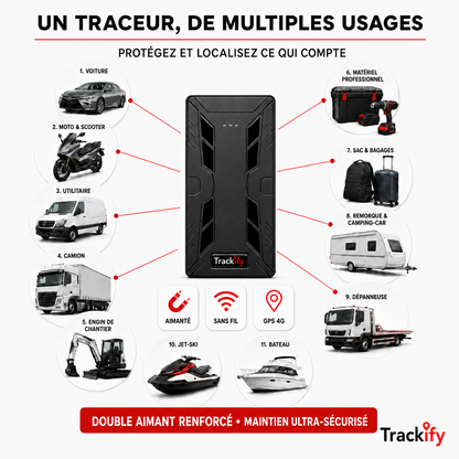 Tracker Aimant Surpuissant - sans fil (Traceur GPS 4G sans abonnement)
