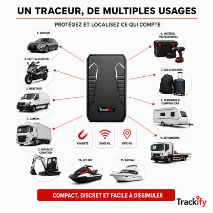 Tracker STANDARD Aimanté - sans fil (Traceur GPS 4G sans abonnement)