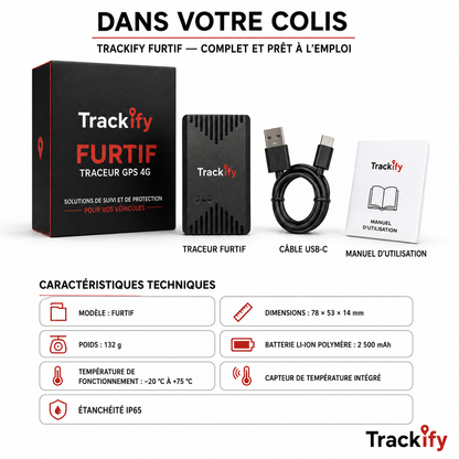 Tracker FURTIF Aimanté - sans fil (Traceur GPS 4G sans abonnement)