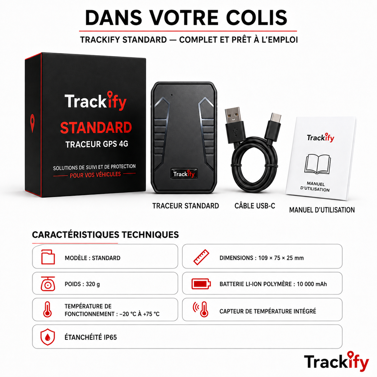 Tracker STANDARD Aimanté - sans fil (Traceur GPS 4G sans abonnement)