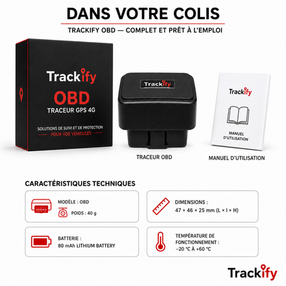 Tracker OBD batterie illimité - sans fil (Traceur GPS OBD 4G sans abonnement)